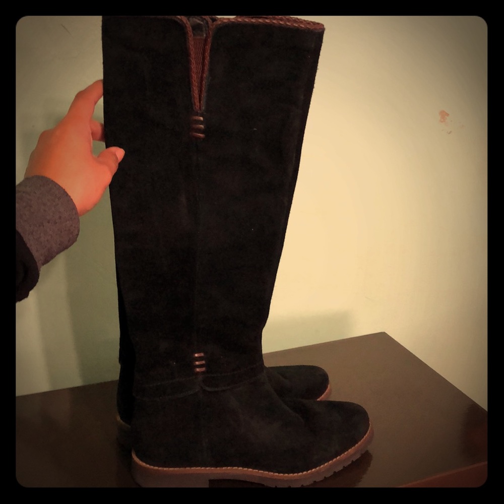 Franco Sarto black suede boots.